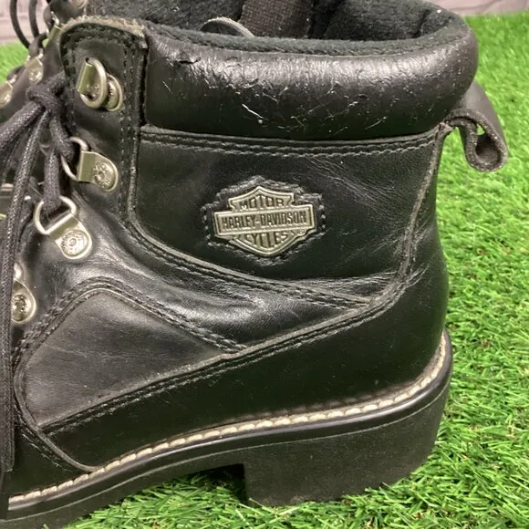 Harley Davidson Boots Black Leather Ankle 7