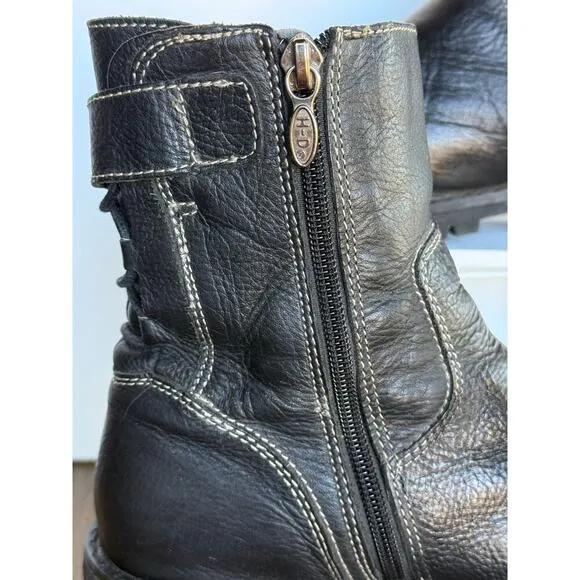 Harley Davidson Boots Womens Sz 9 Side Zip Back Lace Up 84353 Motorcycle Biker