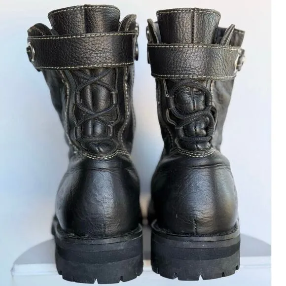 Harley Davidson Boots Womens Sz 9 Side Zip Back Lace Up 84353 Motorcycle Biker