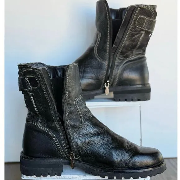 Harley Davidson Boots Womens Sz 9 Side Zip Back Lace Up 84353 Motorcycle Biker