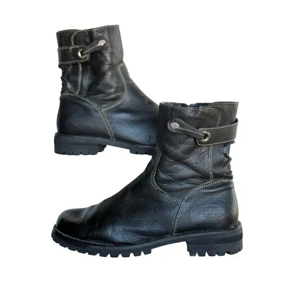 Harley Davidson Boots Womens Sz 9 Side Zip Back Lace Up 84353 Motorcycle Biker