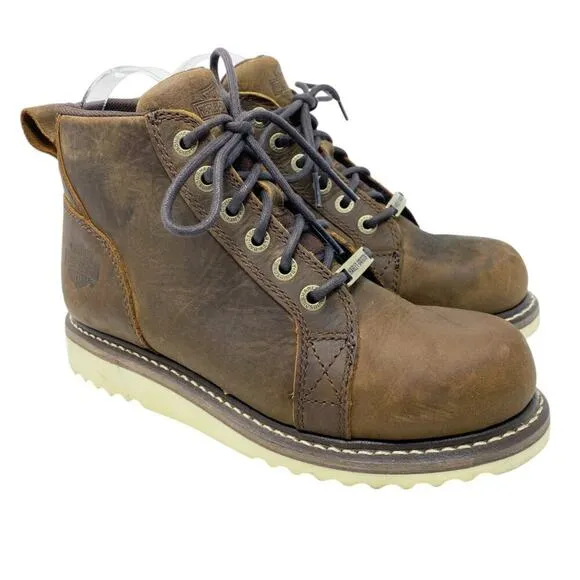 Harley-Davidson Brown Oiled Leather Glenora Lace Up 4.5 Inch Boots Women's 7.5