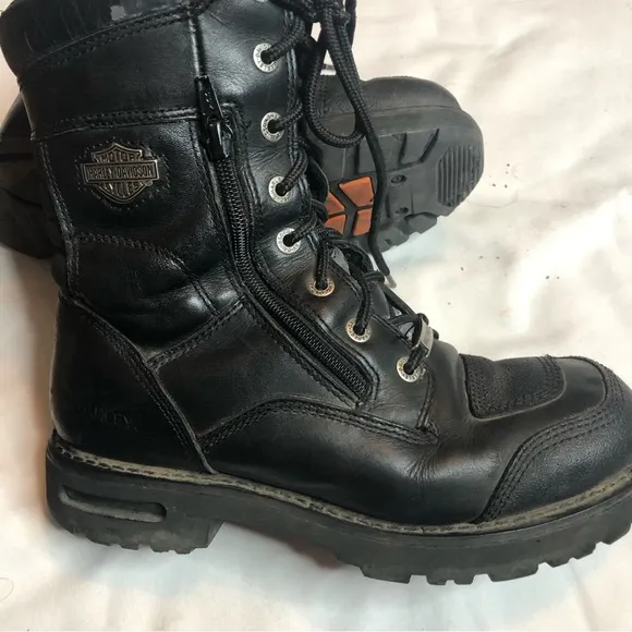 Harley-Davidson Mens Rid dick 8” lace up black leather motorcycle boots