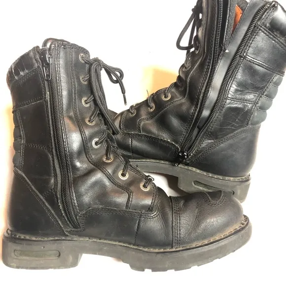 Harley-Davidson Mens Rid dick 8” lace up black leather motorcycle boots