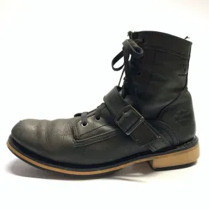 Harley Davidson Riding Boots Mens 9.5 Kelby Black Leather Lace Up Side Zipper