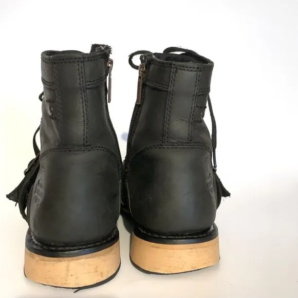 Harley Davidson Riding Boots Mens 9.5 Kelby Black Leather Lace Up Side Zipper