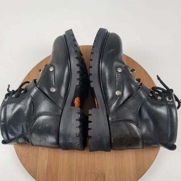 Harley Davidson Black Leather Moto Combat Buckle Boots Women's shoe size 6.5