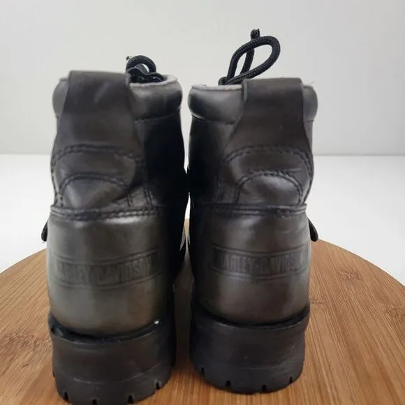 Harley Davidson Black Leather Moto Combat Buckle Boots Women's shoe size 6.5