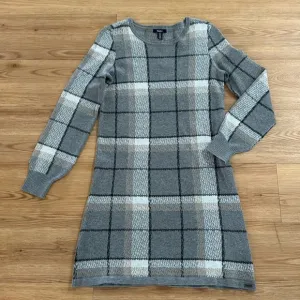 Hatley Women's Claire Sweater Dress Cotton Small Long Sleeve Gray Plaid New