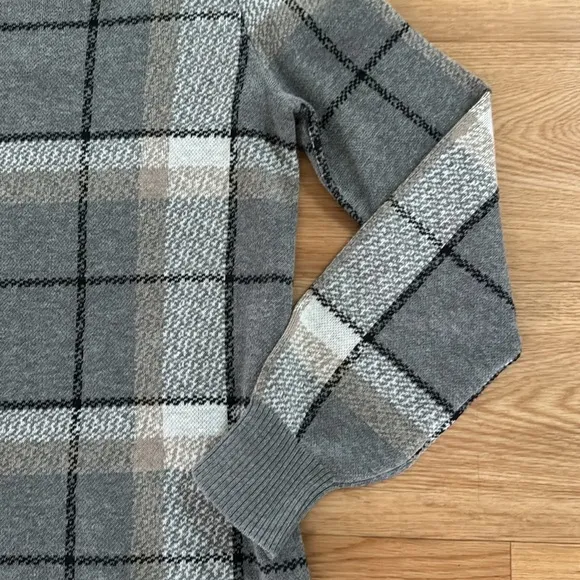 Hatley Women's Claire Sweater Dress Cotton Small Long Sleeve Gray Plaid New