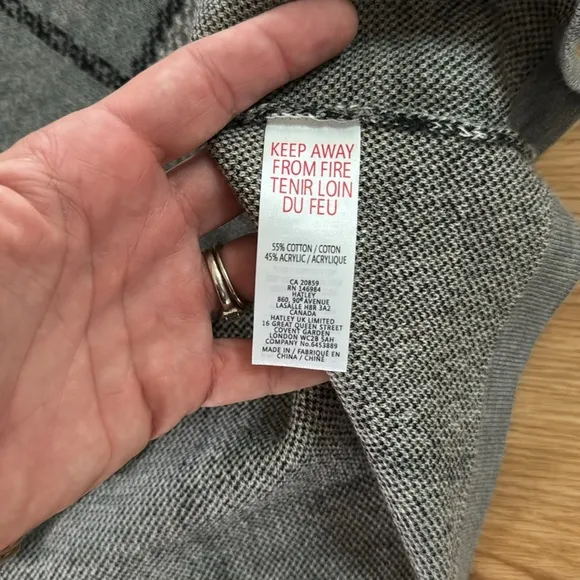 Hatley Women's Claire Sweater Dress Cotton Small Long Sleeve Gray Plaid New