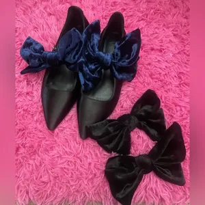 Heavier Heart Interchangeable Bow Widow Velvet Ballet Flats Dolls Kill 8 NIB