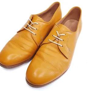 HESCHUNG 1934 FRENCH CRAFTED Marigold Yellow Calf Leather Oxford Lace Up Shoe