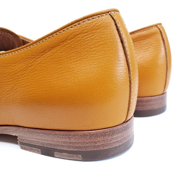 HESCHUNG 1934 FRENCH CRAFTED Marigold Yellow Calf Leather Oxford Lace Up Shoe