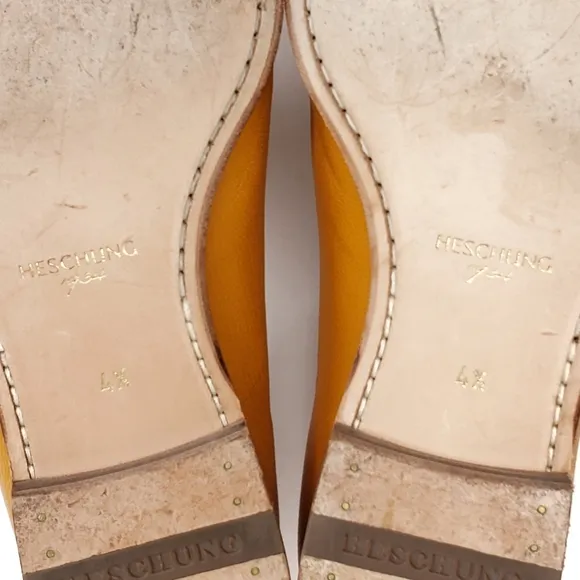 HESCHUNG 1934 FRENCH CRAFTED Marigold Yellow Calf Leather Oxford Lace Up Shoe