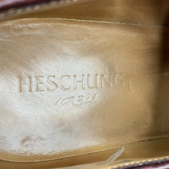 Heschung Mens Derby Brown Leather Lace Up Oxford Size US 8