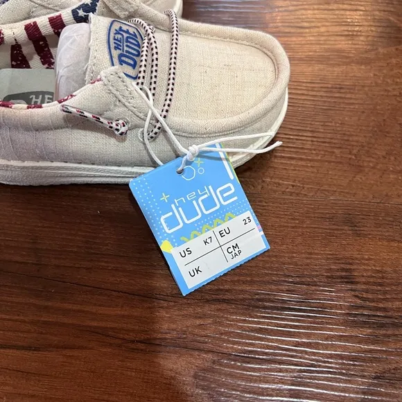 Hey Dude Cream Patriotic Casual Slip-On Shoes Toddler size 7