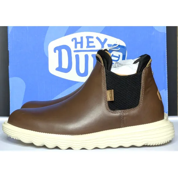 Hey Dude Shoes Womens 8 Brown Branson Chelsea Slip-on Boot Craft Leather NEW