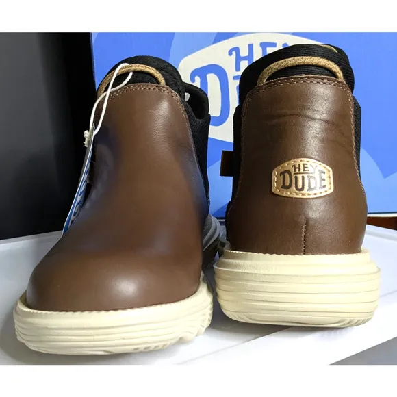 Hey Dude Shoes Womens 8 Brown Branson Chelsea Slip-on Boot Craft Leather NEW