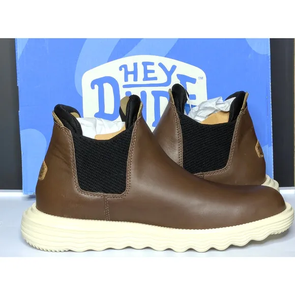 Hey Dude Shoes Womens 8 Brown Branson Chelsea Slip-on Boot Craft Leather NEW