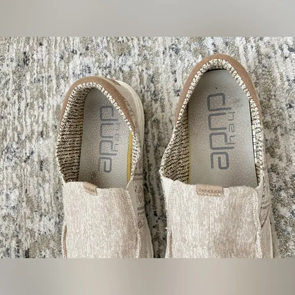 Hey Dude Thad Slip On Shoes Mens Size 12 Beige Lightweight Comfortable
