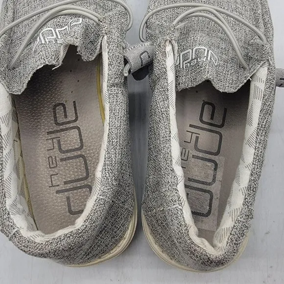 Hey Dude Wally Linen Mens 8 Gray Slip-On Comfort Shoes Casual Lightweight