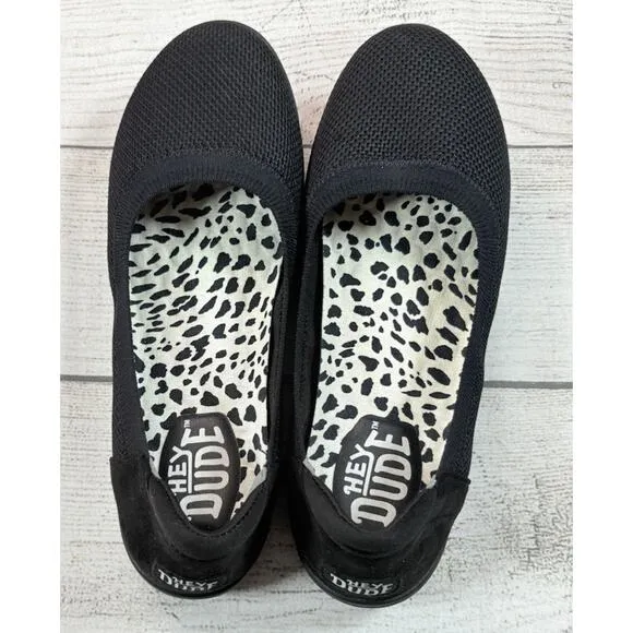 Hey Dude Womens Savannah Slip On Classic Flat Shoe Lightweight Black Size 8