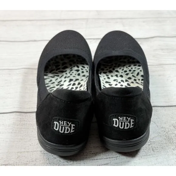 Hey Dude Womens Savannah Slip On Classic Flat Shoe Lightweight Black Size 8