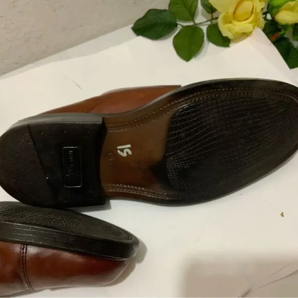 Hippopotamus Oxford Shoes Sz 9 double buckle  Brown Leather Lace Made Italy