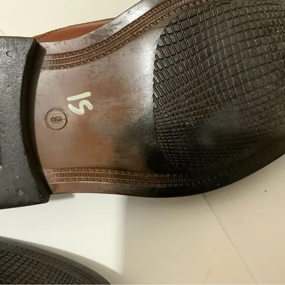 Hippopotamus Oxford Shoes Sz 9 double buckle  Brown Leather Lace Made Italy