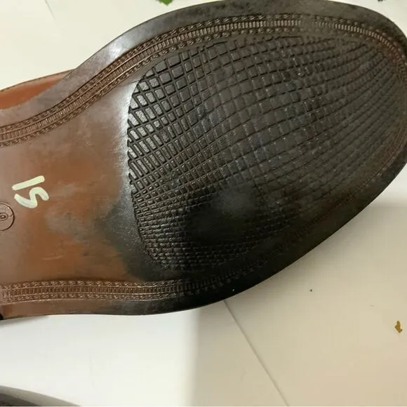 Hippopotamus Oxford Shoes Sz 9 double buckle  Brown Leather Lace Made Italy