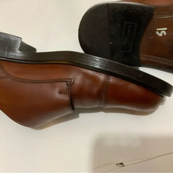 Hippopotamus Oxford Shoes Sz 9 double buckle  Brown Leather Lace Made Italy