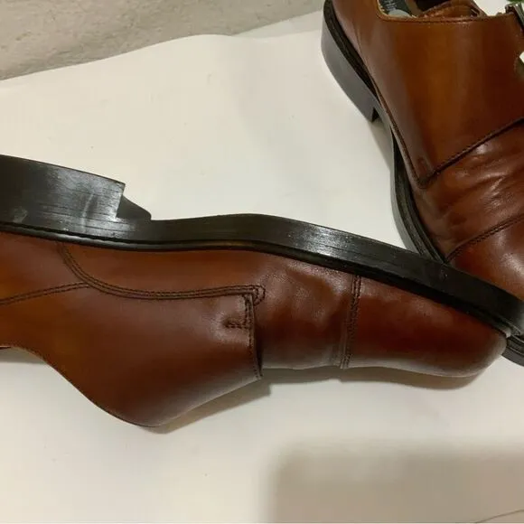 Hippopotamus Oxford Shoes Sz 9 double buckle  Brown Leather Lace Made Italy