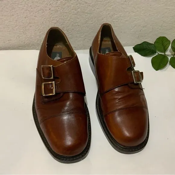 Hippopotamus Oxford Shoes Sz 9 double buckle  Brown Leather Lace Made Italy