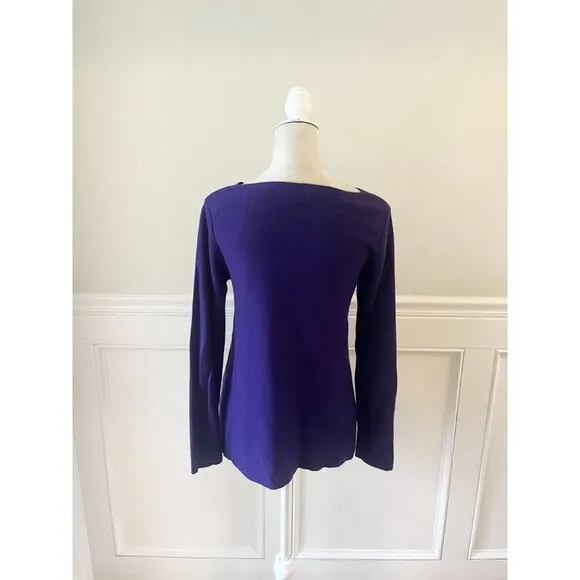 Hobbs London Purple Wool Blend Sweater Flared Hem M