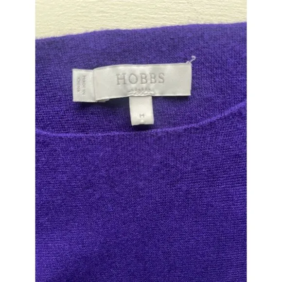 Hobbs London Purple Wool Blend Sweater Flared Hem M