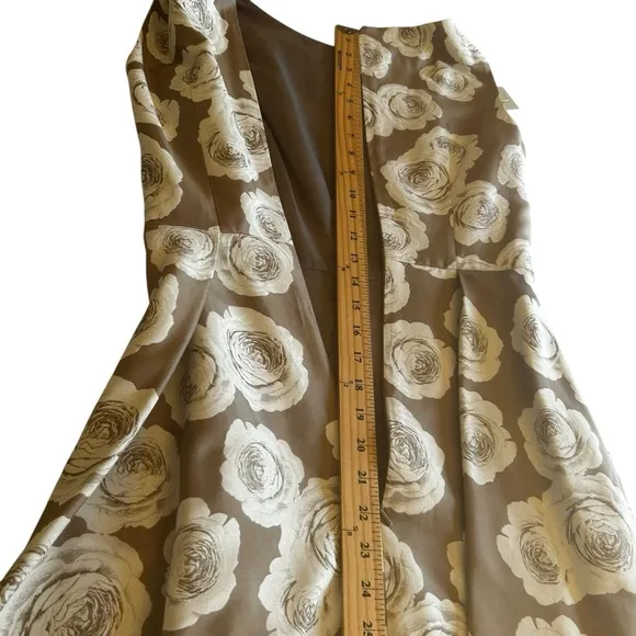Hobbs London Veronica dress taupe ivory floral retro feminine  womens size 4 new