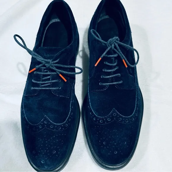 Hogan Blue Leather Suede Shoes with Brogue Detailing, Hogan Italian 7 = USA 8.5