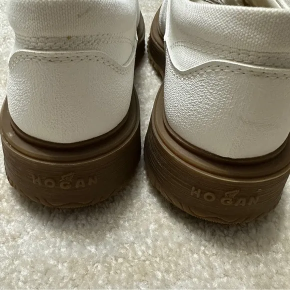 Hogan Men's US 8 Untraditional 3R Recycle Derby Ivory Canvas Platform Oxford