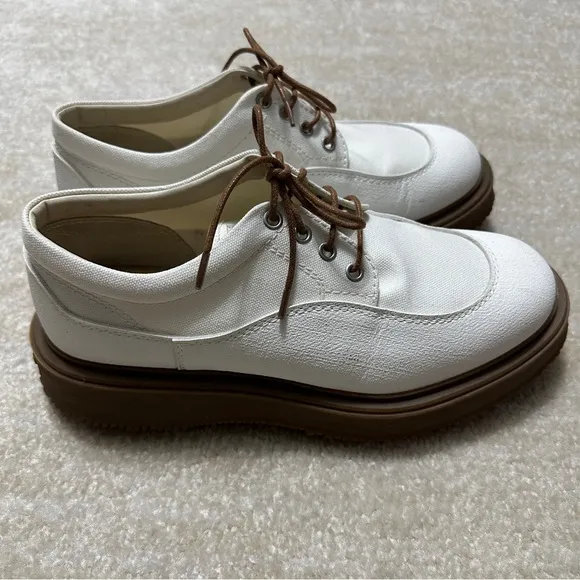 Hogan Men's US 8 Untraditional 3R Recycle Derby Ivory Canvas Platform Oxford
