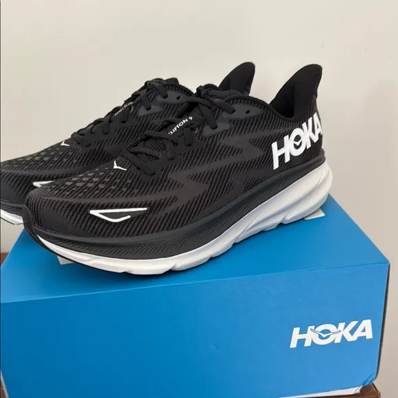 Hoka Black and White Athletic Shoes