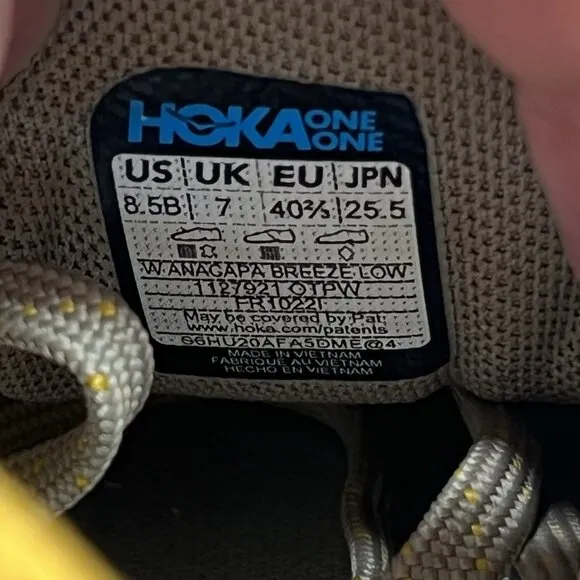 Hoka One One Anacapa Breeze Low Running Shoe Womens Size 8.5 Athletic Sneaker
