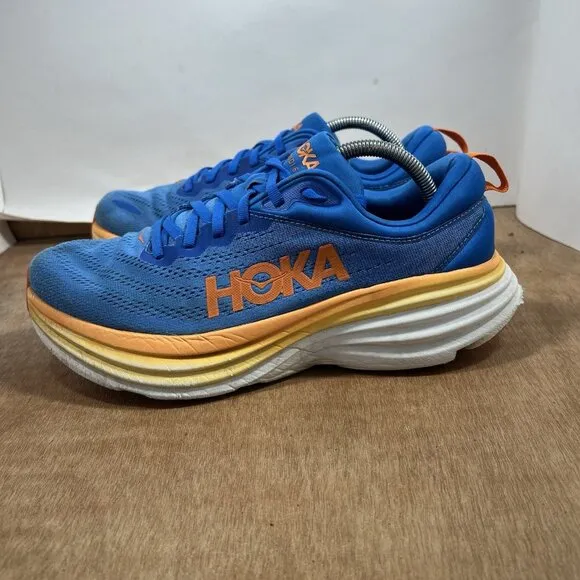 Hoka One One Bondi 8 Men Size 10.5 Running Shoes Blue Athletic Sneakers