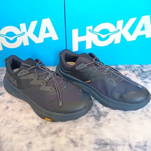 Hoka One Transport GORE-TEX 1164370/BBLC Black Hiking SZ 10-EE Shoe PREOWN