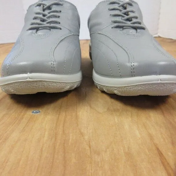 HOTTER Tone II Lace-Up Grey Shoes Sz 10 EEE Gray Leather Sneakers UK England NEW