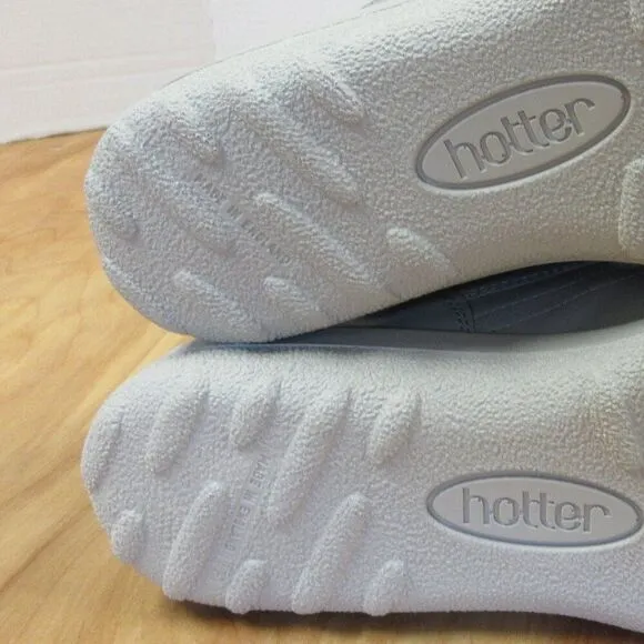 HOTTER Tone II Lace-Up Grey Shoes Sz 10 EEE Gray Leather Sneakers UK England NEW