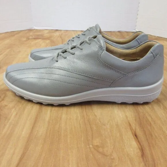HOTTER Tone II Lace-Up Grey Shoes Sz 10 EEE Gray Leather Sneakers UK England NEW