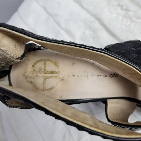 HOUSE OF HARLOW // veronika python woven suede leather strappy platform wedges