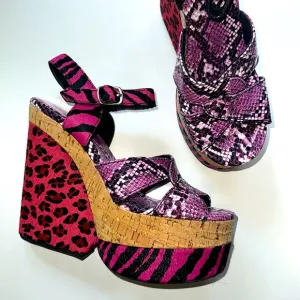HP🖐️🌙[ Jeffrey Campbell ] Animal Print Cork Wedges