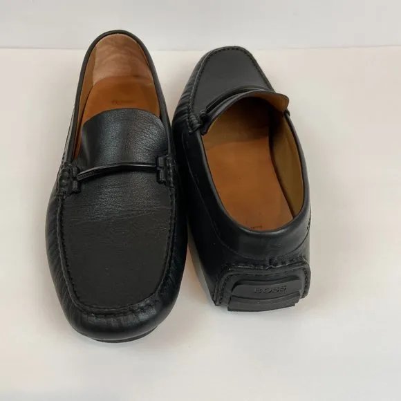Hugo Boss Black Moccasins Driver  Loafers Soft Leather Sz 10 Like NEW